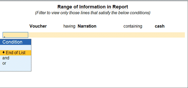 Search for Narration in Tally Prime